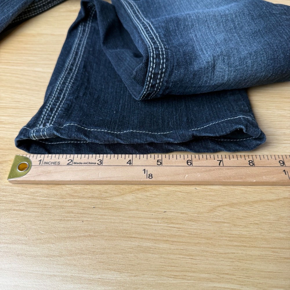 Y2K Western Low Rise Dark Wash Bootcut Jeans Women 7x33 Thick Stitch Embroidered - Picture 10 of 12